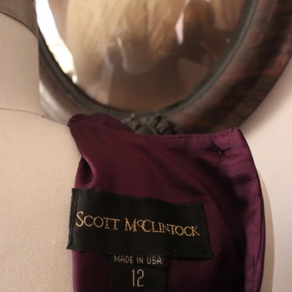 Late 1990s 2000s Scott McClintock Plum Satin Empire Waist Prom Dress Evening Gow - Picture 5 of 5